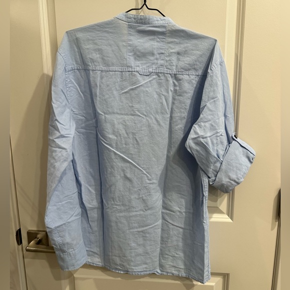 CODE CLOTHING CASUAL Men’s Shirt Size L/M light Blue Linen - Picture 5 of 6